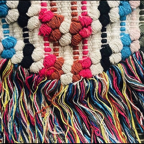 SondraRoberts Multi-Color Boho Woven Tassel Clutch